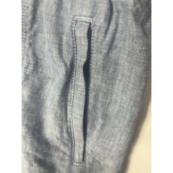 Athleta Womens Retreat Linen Shorts Sz 14 Chambray Blue  Zip Pockets Drawstring - Picture 3 of 11